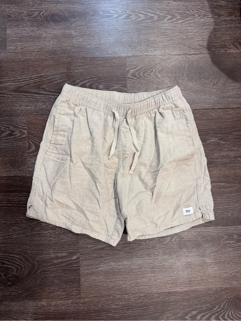 Katin Men's Tan Drawstring Linen-Blend Athletic Shorts